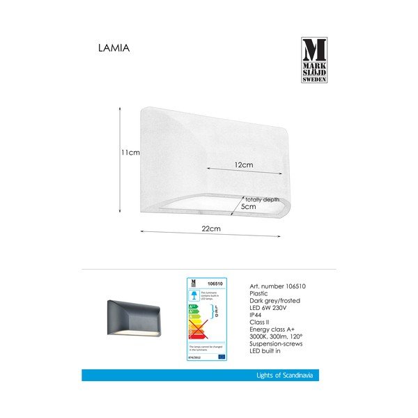 Pelēka sienas lampa Markslöjd Nikos-image-1