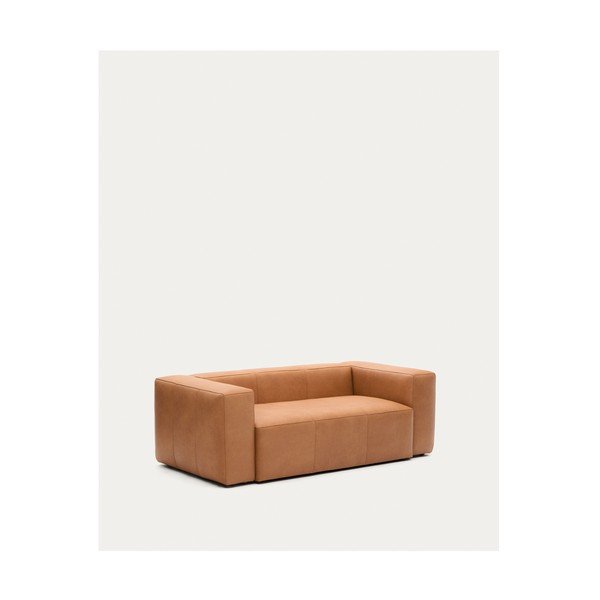 Brūns ādas dīvāns 210 cm Blok – Kave Home-image-2