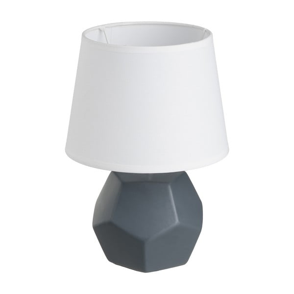 Antracīta pelēka keramikas galda lampa ar auduma abažūru (augstums 26 cm) – Casa Selección