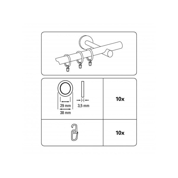 Aizkaru gredzeni ar āķi (10 gab.) Elba – Gardinia-image-1