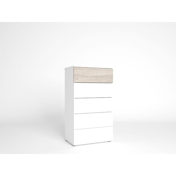 Balta augsta kumode ar ozolkoka imitāciju 62x111 cm Sahara – Marckeric-image-2