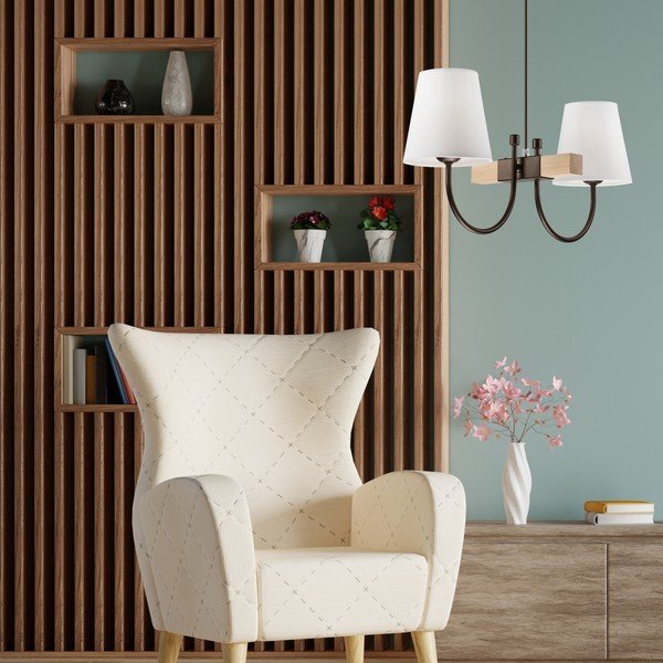 Tumši brūna piekaramā lampa ar auduma abažūru ø 15 cm Julietta – LAMKUR-image-2