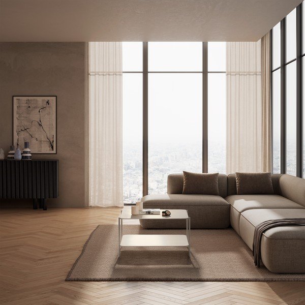 Krēmkrāsas metāla žurnālgaldiņš 70x73 cm Beatrix – MOME-image-1