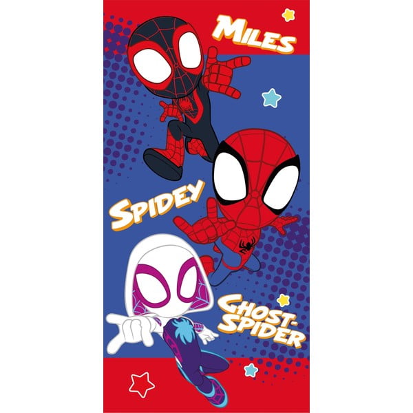 Sarkans/zils kokvilnas bērnu dvielis 70x140 cm Spidey – Jerry Fabrics