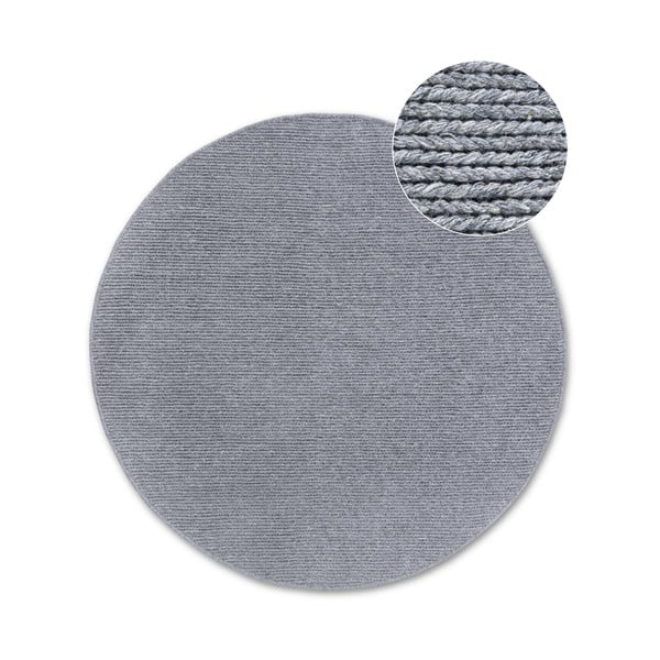 Pelēks ar rokām darināts vilnas apaļš paklājs ø 200 cm Francois – Villeroy&Boch
