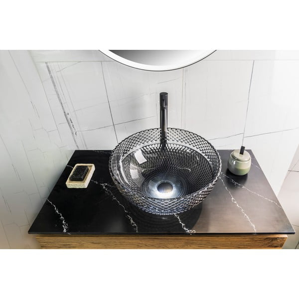 Melna stikla apaļa izlietne ø 39,5 cm Marac – Sapho-image-2