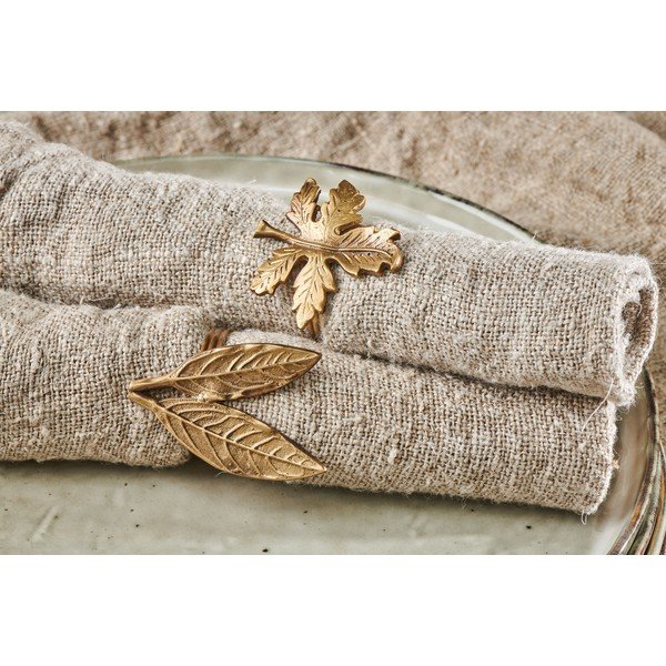 4 salvešu klipšu komplekts zelta krāsā Nkuku Leaf Brass-image-2