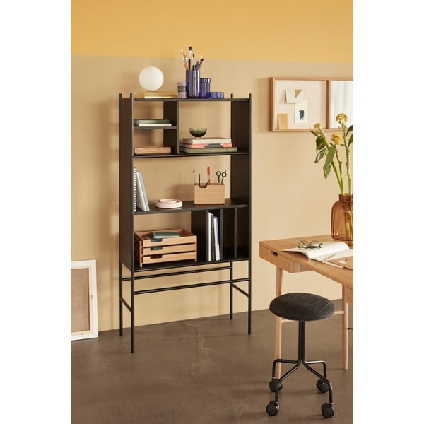 Melns oškoka grāmatplaukts Hübsch Divide, 79 x 160 cm-image-1