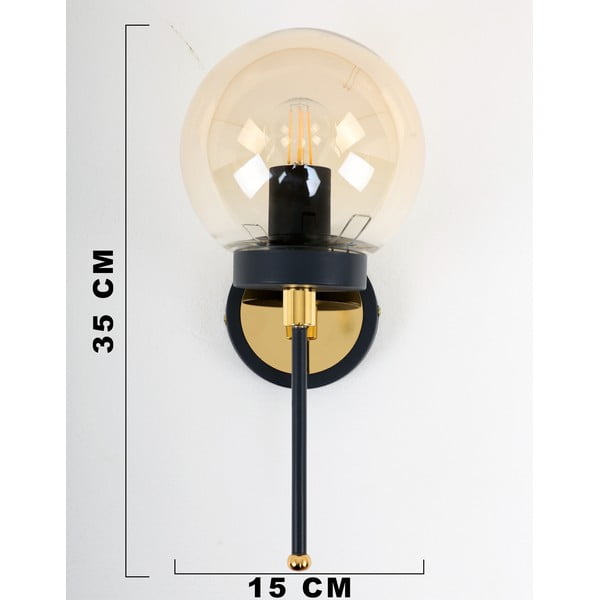 Melna/zelta krāsas sienas lampa ø 15 cm Tokyo – Squid Lighting-image-3