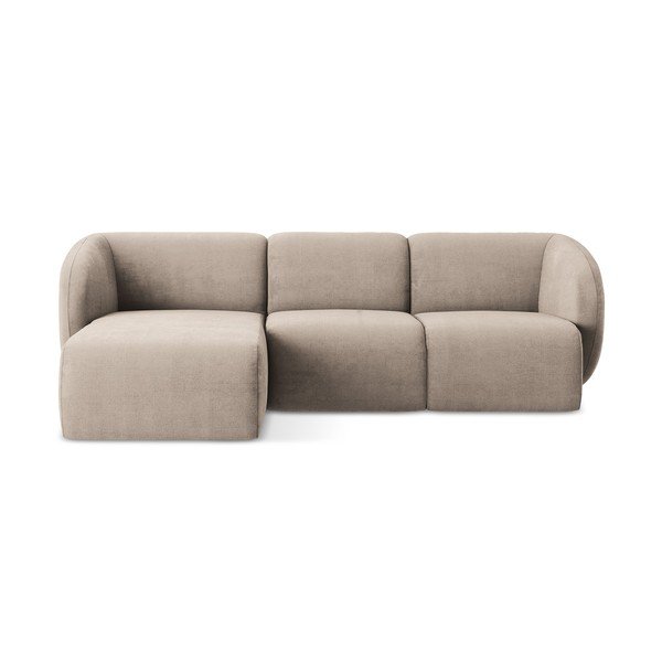 Gaiši brūns stūra dīvāns no šenila auduma (ar kreiso stūri/ar zvilni) Lani – Makamii