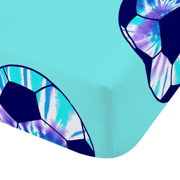 Tirkīzzils divguļamais bērnu palags ar gumiju 135x190 cm Tie Dye Football – Catherine Lansfield