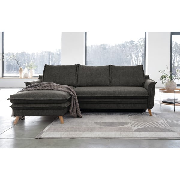 Tumši pelēks salokāms stūra dīvāns (ar kreiso stūri) Charming Charlie – Miuform-image-1
