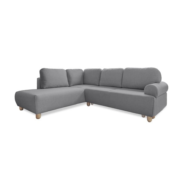 Pelēks izvelkamais stūra dīvāns (kreisais stūris) Bouncy Olli – Miuform