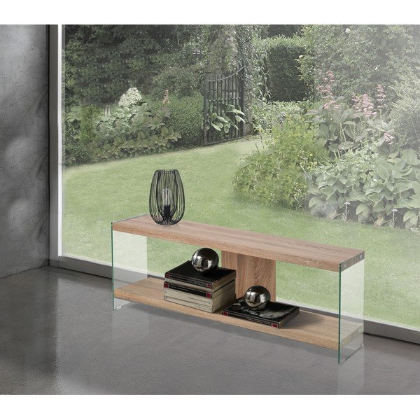 Dabīga toņa stikla TV galdiņš 120x45x29,5 cm Nancy – Tomasucci-image-1