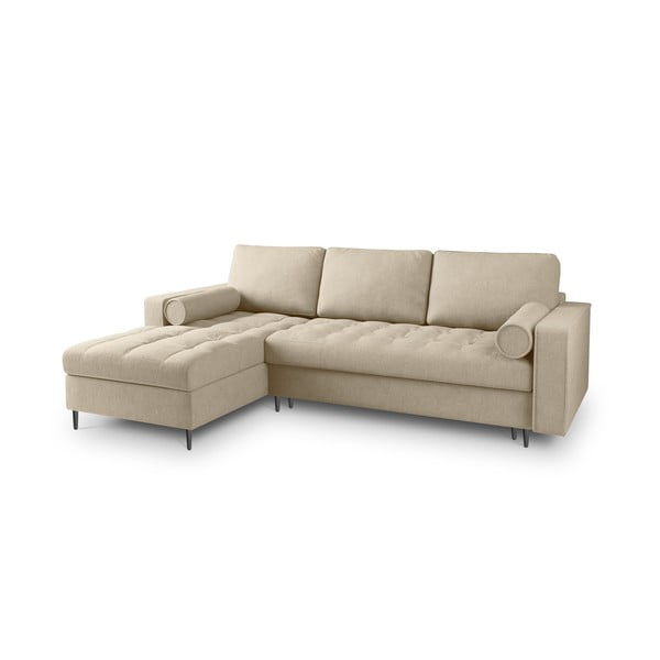 Bēšs izvelkamais stūra dīvāns ar veļas kasti Milo Casa Santo, kreisais stūris-image-3