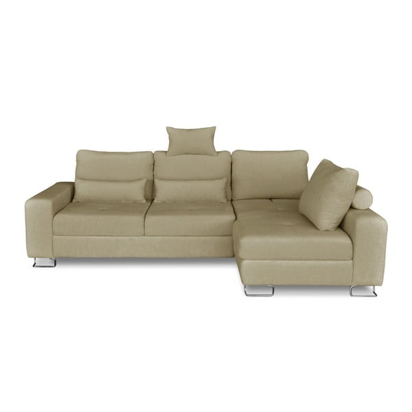 Bēšs stūra dīvāns-guļamā gulta Windsor & Co. Dīvāni Alpha, labais stūris