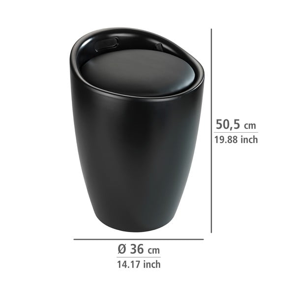 Melna vannas istabas taburete ar noņemamu veļas grozu Wenko Candy-image-2