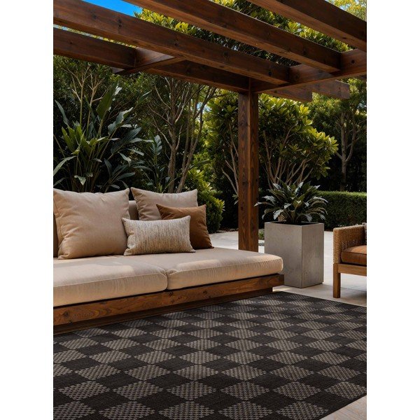 Melns/krēmkrāsas iekštelpu un āra paklājs 120x170 cm Haringey Dorothy – Ted Baker-image-1