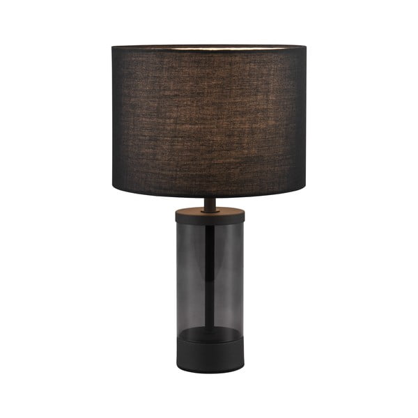 Melna galda lampa ar auduma abažūru (augstums 33,5 cm) Grazia – Trio