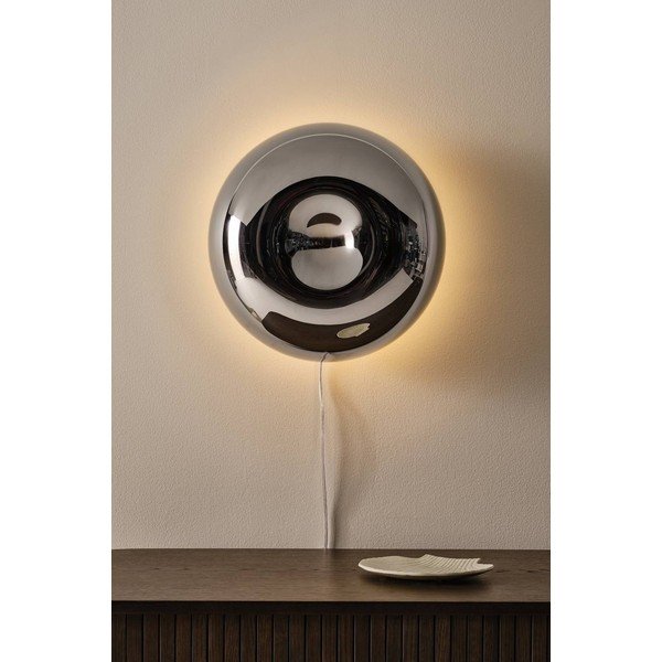 Spīdīgas sudraba krāsas tērauda sienas lampa ar vadu ø 35 cm Ragge – Jotex-image-1