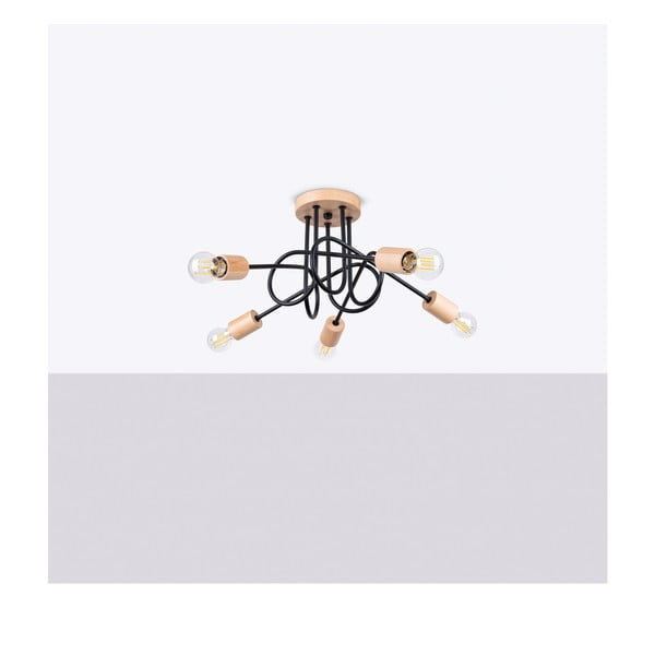 Melna/dabīga toņa griestu lampa 15x61 cm Tumber – Sollux-image-2