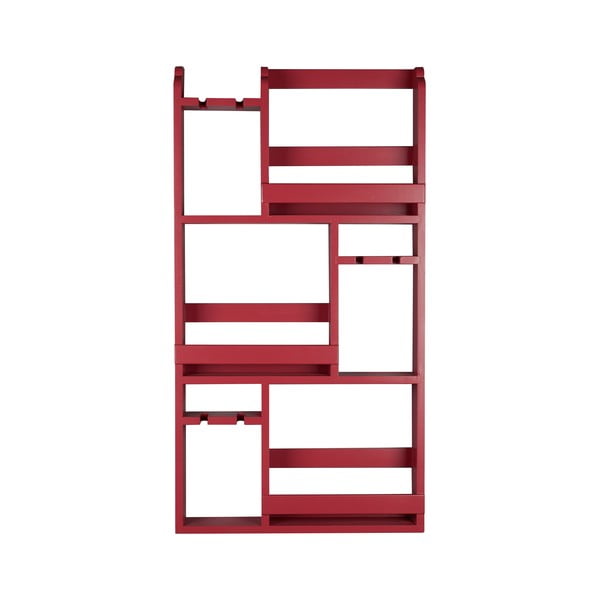 Sarkans sienas gumijkoka masīvkoka vīna plaukts 12 pudelēm 80x120x10 cm Myron – Dutchbone