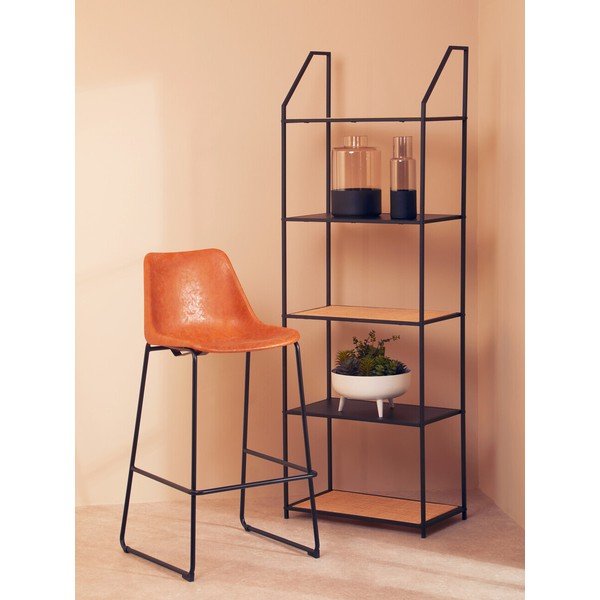 Melns/dabīga toņa metāla plaukts 61x179x34 cm Depok – Premier Housewares-image-1