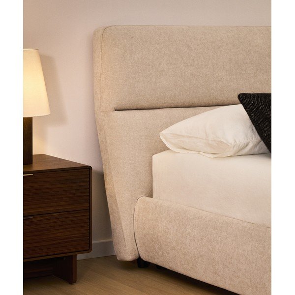 Bēša polsterēta divvietīga gulta no šenila ar veļas kasti ar redelēm 180x200 cm Dafra – Kave Home-image-2