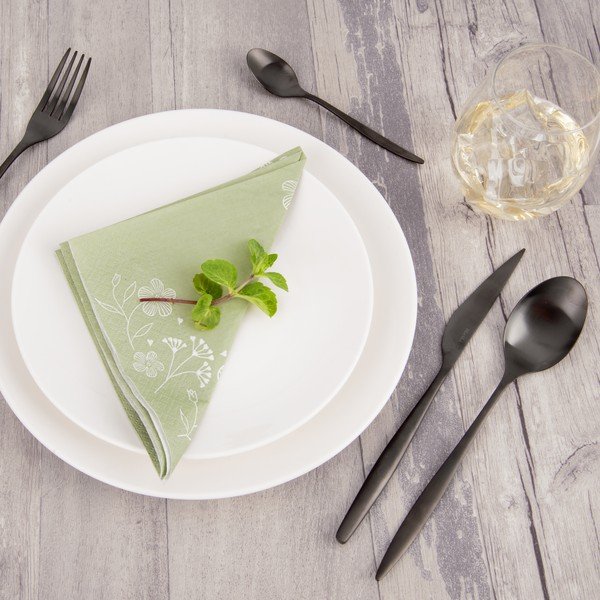 Melns nerūsējošā tērauda galda piederumi (24 gab.) – Orion-image-1