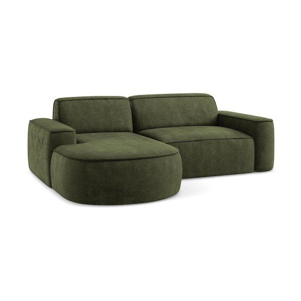 Zaļš stūra dīvāns no šenila auduma (ar kreiso stūri/ar zvilni) Omao – Makamii-image-4