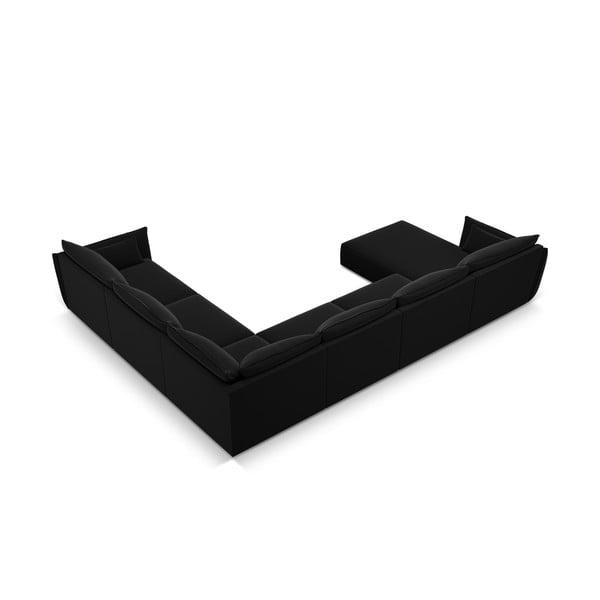 Melns samta stūra dīvāns (ar labo stūri/U veida) Vanda – Mazzini Sofas-image-3