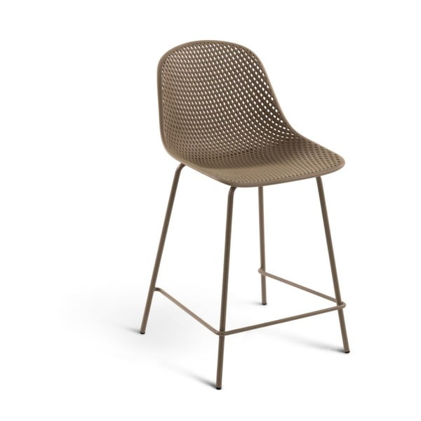 Bēšs metāla/plastmasas dārza bāra krēsls Quinby – Kave Home