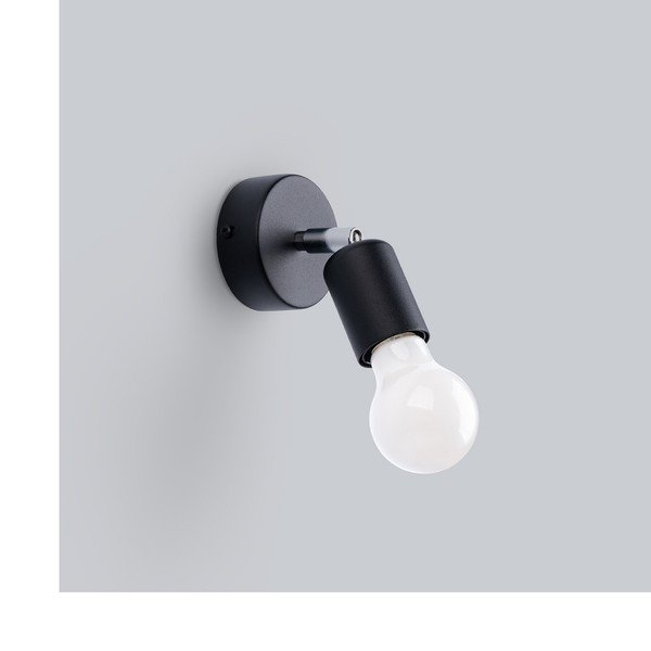 Melna sienas lampa ø 6 cm Brando – Sollux-image-4