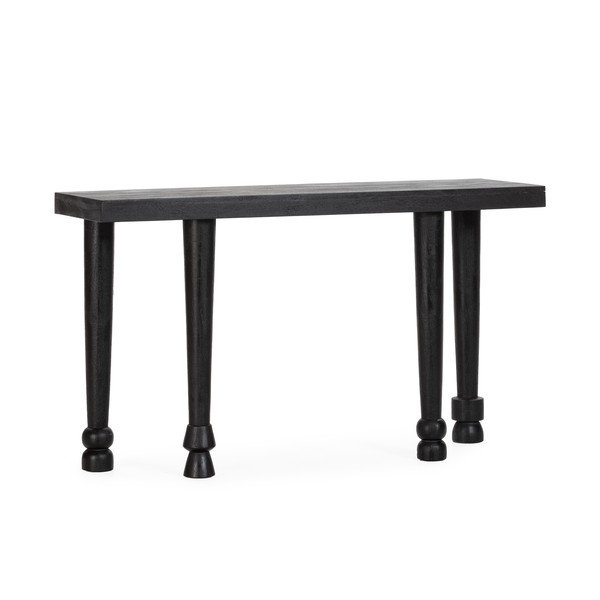 Melns mango masīvkoka konsoles galds 40x130 cm Inaya – MOME-image-2