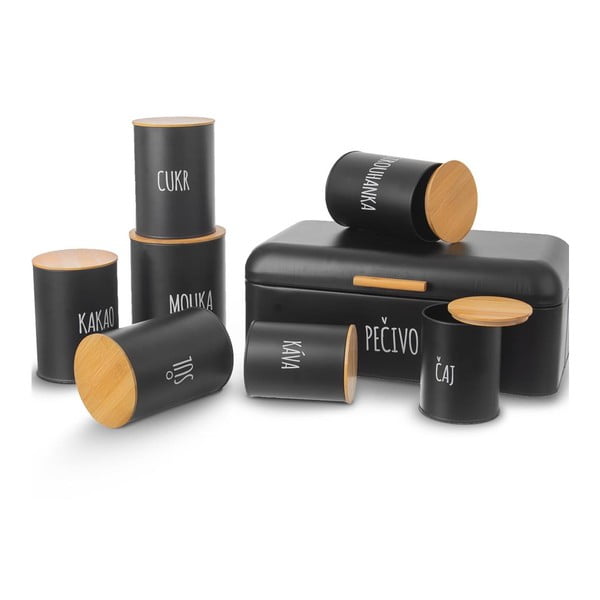 Melna skārda tējas kārba ar bambusa vāku Orion, tilpums 750 ml-image-3