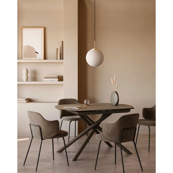 Izvelkams ēdamgalds ar papildu galda virsmu ar keramikas virsmu 100x130 cm Yodalia – Kave Home-image-1