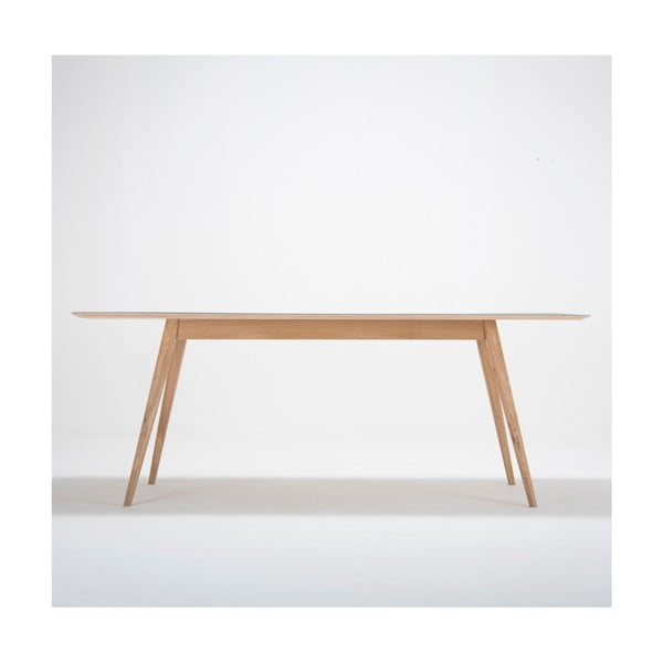 Ēdamgalds no ozola masīvkoka ar tumši zilu virsmu Gazzda Linn, 200 x 90 cm-image-4