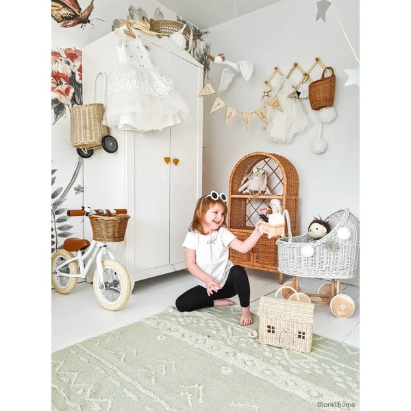 Gaiši zaļš mazgājams/ar rokām darināts kokvilnas paklājs 140x200 cm Tribu Olive – Lorena Canals-image-3