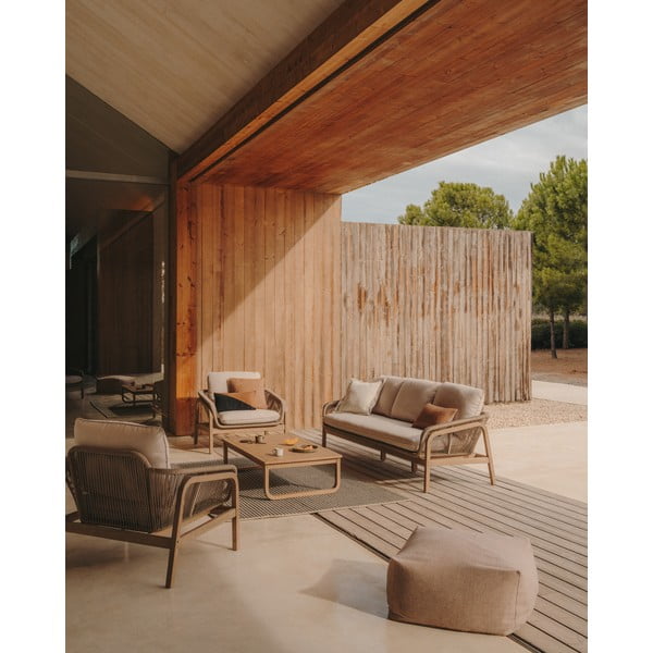 Bēšs/dabīga toņa akācijas masīvkoka dārza atpūtas komplekts 5 personām Vellana – Kave Home-image-1