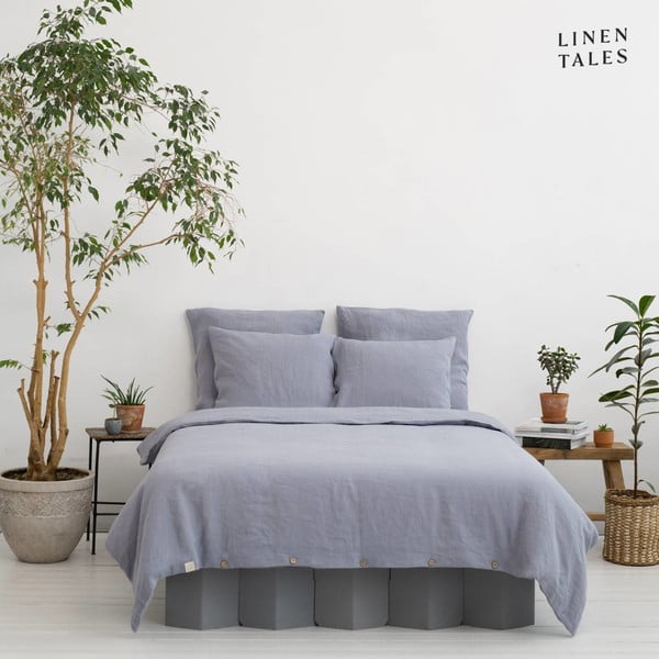 Gaiši pelēka gultas veļa no kaņepju šķiedras divvietīgai gultai 200x220 cm – Linen Tales