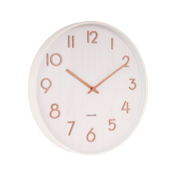 White Karlsson Pure Medium kaļķa koka sienas pulkstenis, ø 40 cm-image-1