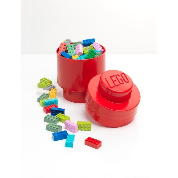 Sarkana LEGO® apaļa glabāšanas kaste, ⌀ 12,5 cm-image-1