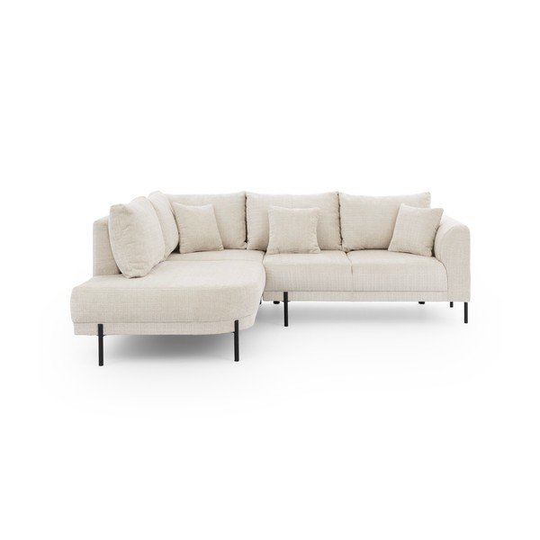 Bēšs stūra dīvāns no šenila auduma (ar kreiso stūri/L veida) Mauris  – Ropez