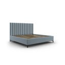 Gaiši zila polsterēta divvietīga gulta ar veļas kasti un redelēm 160x200 cm Casey – Mazzini Beds