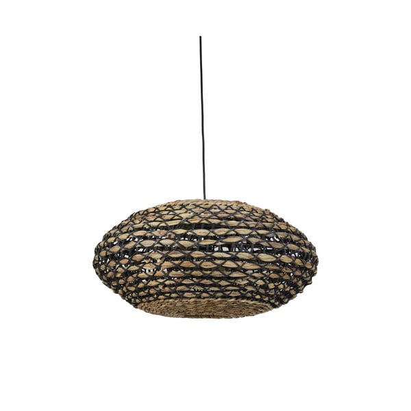 Melna/dabīga toņa griestu lampa ar rotangpalmas un jūras zāles abažūru ø 60 cm Tripoli – Light & Living