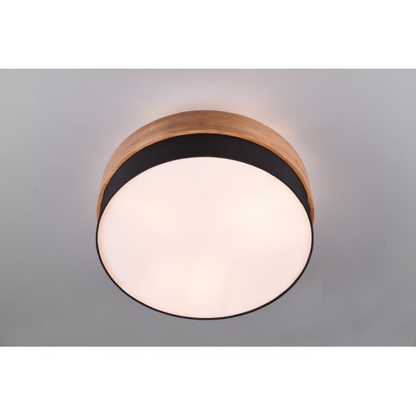 Melna/dabīga toņa griestu lampa ar auduma abažūru Seasons – Trio-image-1