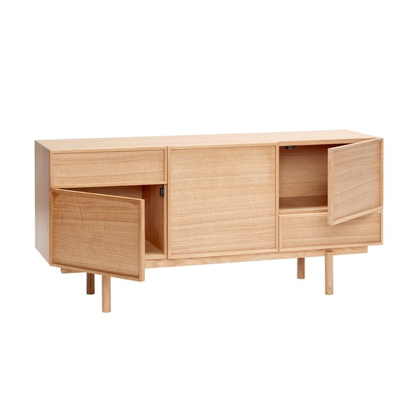 Dabīga toņa zema kumode ar ozolkoka imitāciju 140x65 cm Cube – Hübsch-image-3