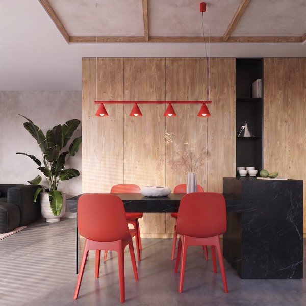 Sarkana tērauda piekaramā lampa Zylo – Sollux-image-1