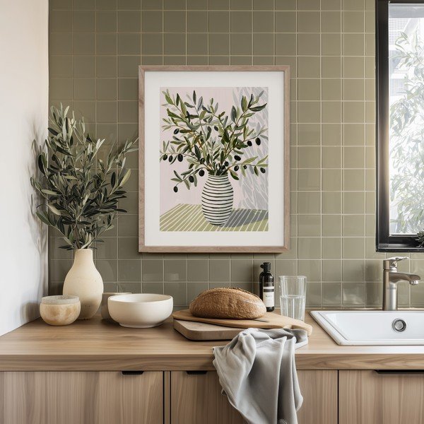 Drukāta glezna ar rāmi 40x50 cm Olive Bunch II – Styler-image-2