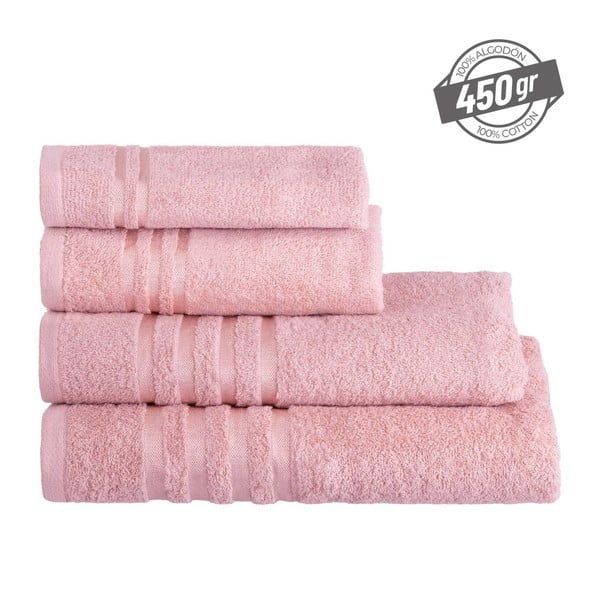 Rozā frotē kokvilnas dvielis 30x50 cm Simple – Casa Selección-image-4